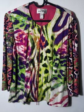 Joseph Ribkoff Vibrant Multicolor Animal-Print Open Cardigan